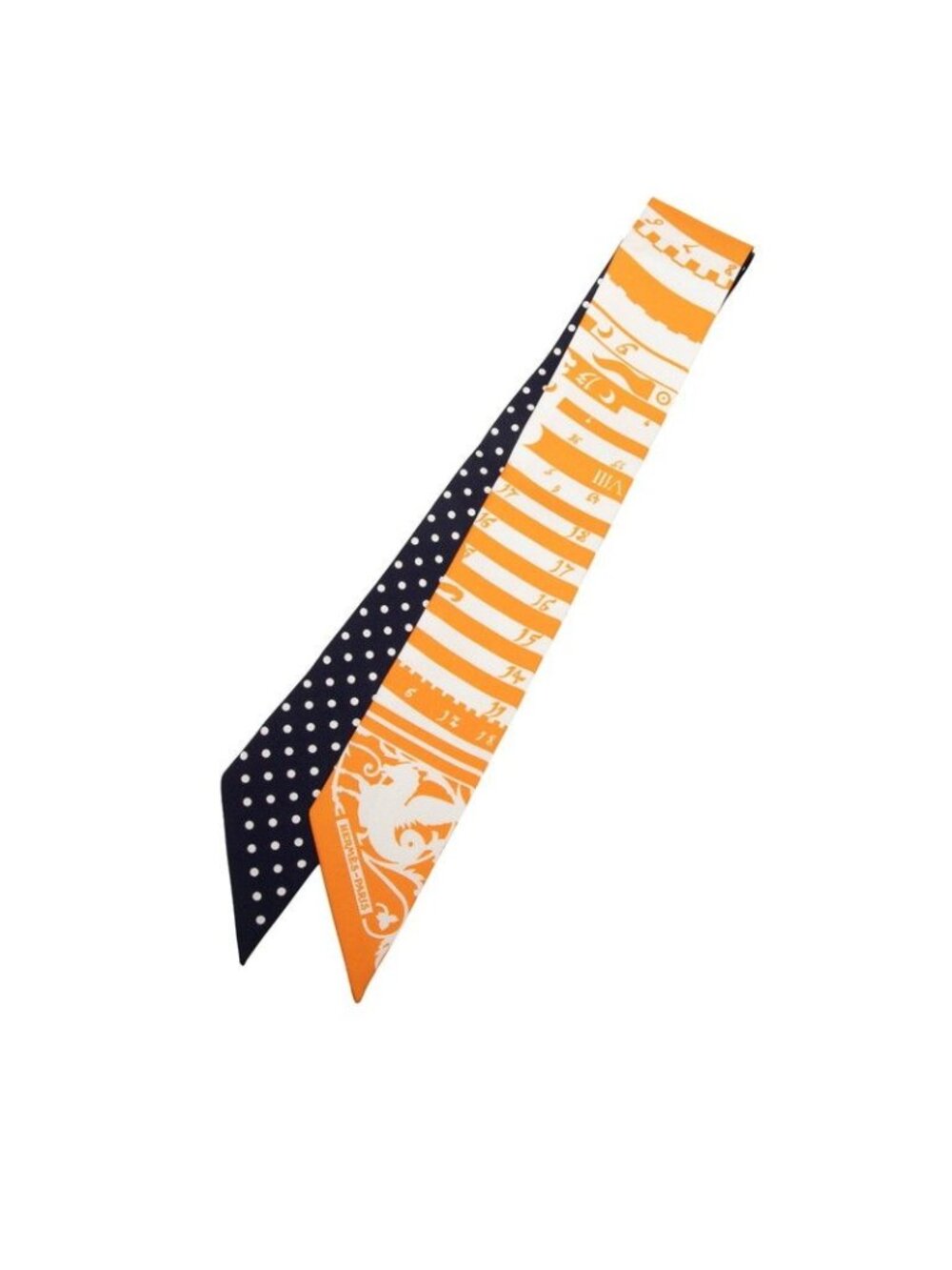 Hermes Twilly Astrology Dot Astrologie a Pois Scarf Orange Navy Silk